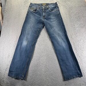 Urban Star Jeans Mens 34x32 Blue Cotton Denim Straight Workwear Stretch Faded